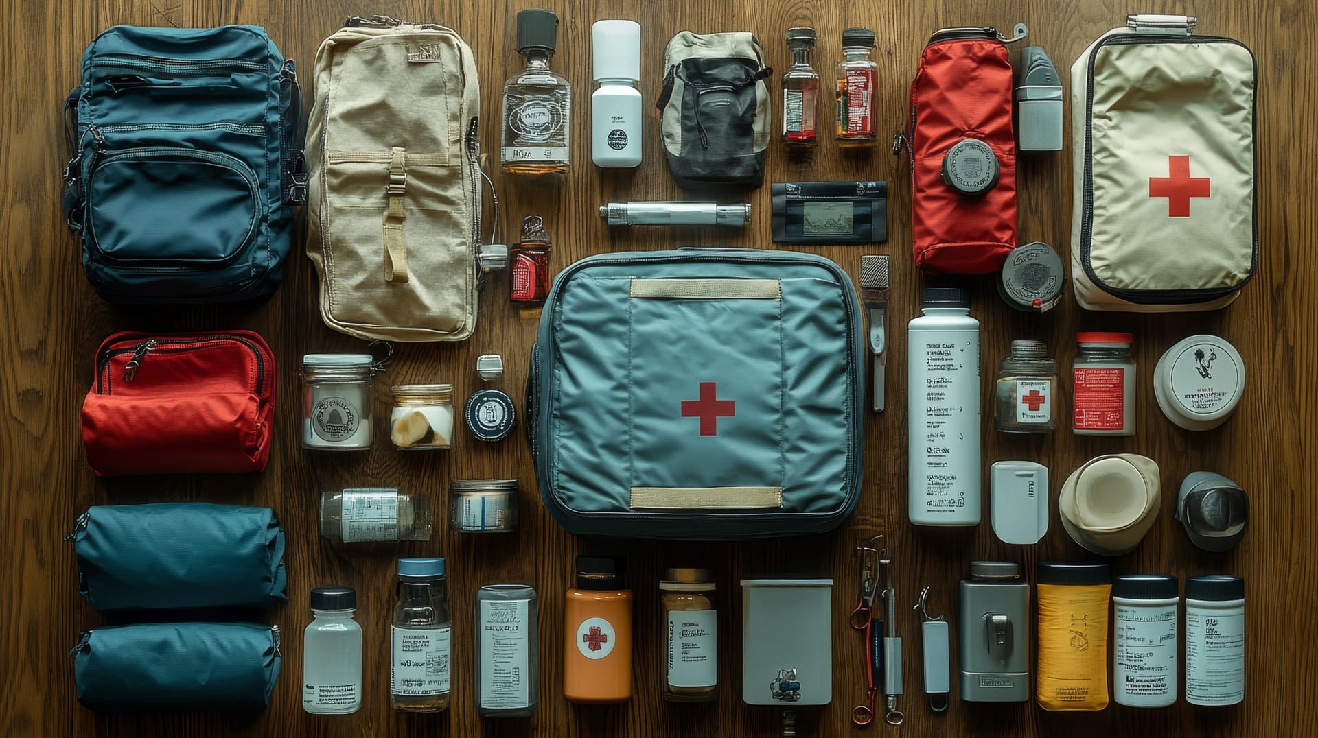Basic essentials for an emergency kit gathered together