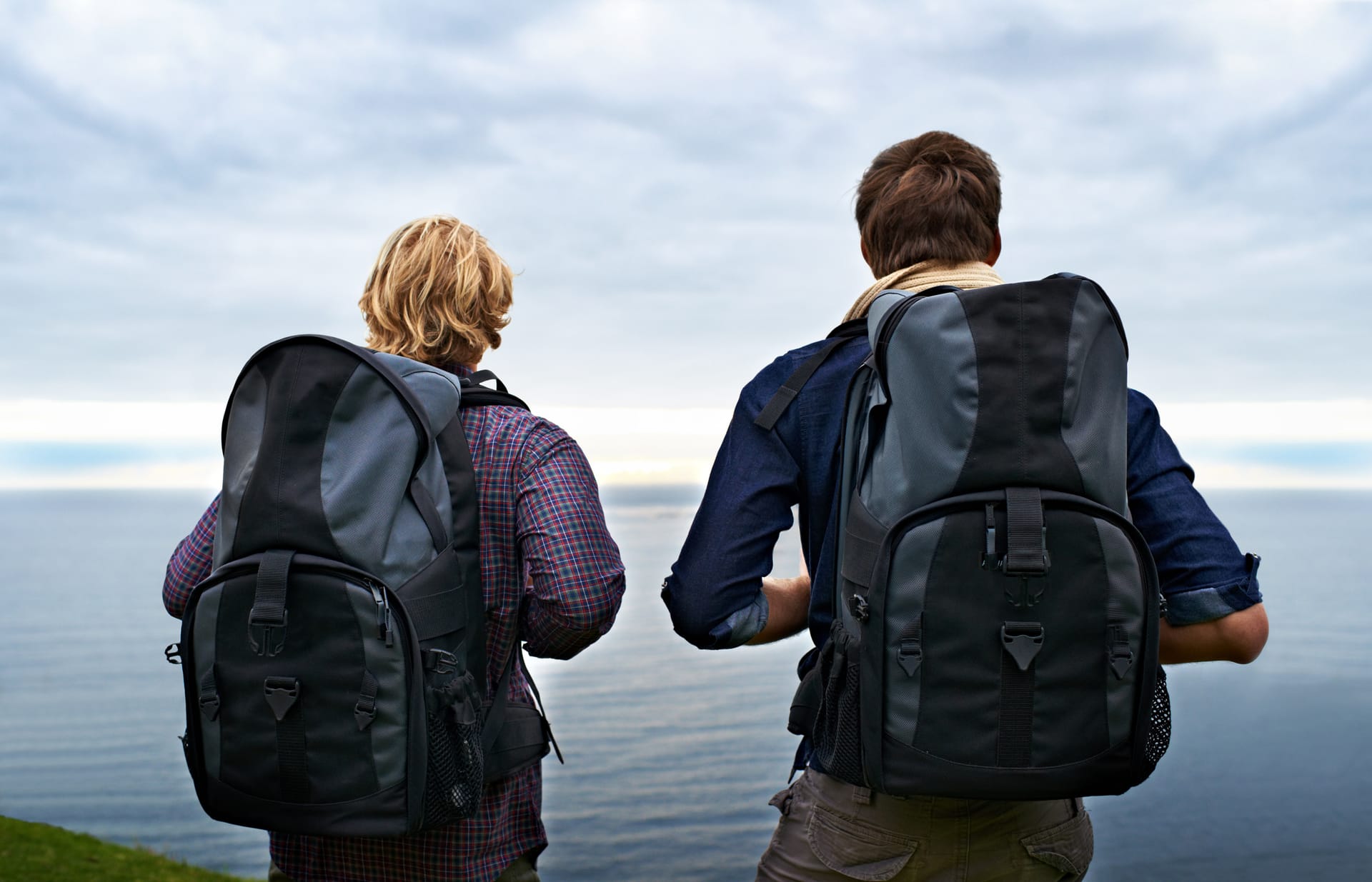 Hikers with backpacks out in nature